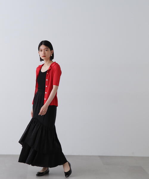 N.（N. Natural Beauty Basic）（エヌエヌナチュラルビューティーベーシック）の「◆ラウンドティアードボリュームスカート（スカート・レディース・ブラック/ホワイト・MEDIUM）」の15枚目の写真