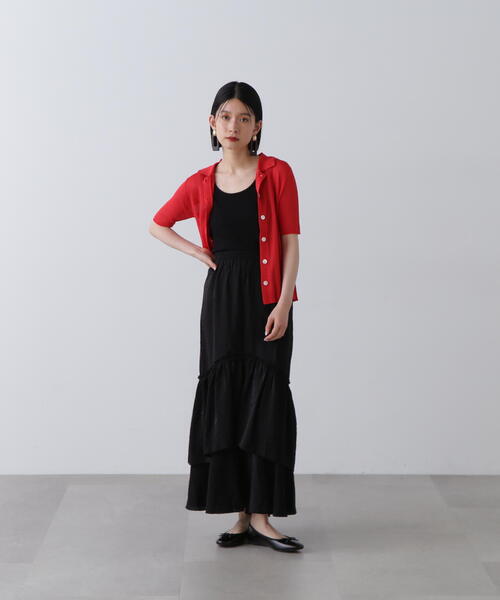 N.（N. Natural Beauty Basic）（エヌエヌナチュラルビューティーベーシック）の「◆ラウンドティアードボリュームスカート（スカート・レディース・ブラック/ホワイト・MEDIUM）」の17枚目の写真