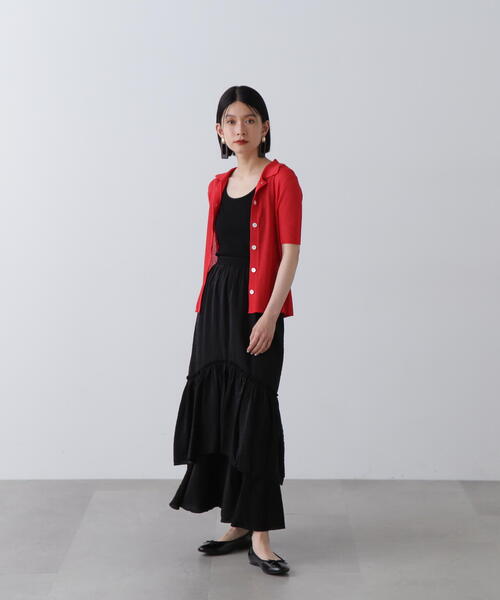 N.（N. Natural Beauty Basic）（エヌエヌナチュラルビューティーベーシック）の「◆ラウンドティアードボリュームスカート（スカート・レディース・ブラック/ホワイト・MEDIUM）」の20枚目の写真