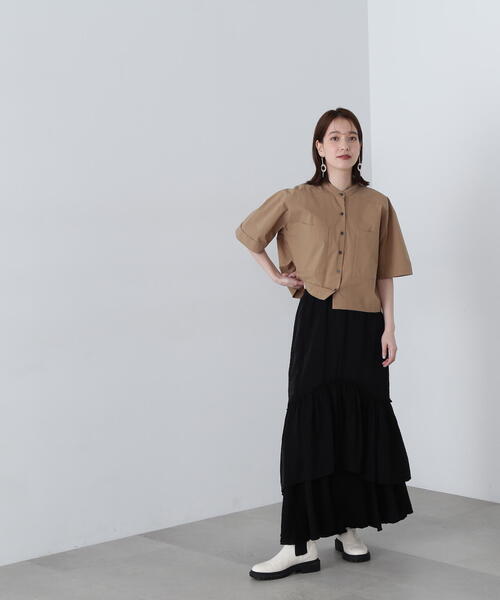 N.（N. Natural Beauty Basic）（エヌエヌナチュラルビューティーベーシック）の「◆ラウンドティアードボリュームスカート（スカート・レディース・ブラック/ホワイト・MEDIUM）」の21枚目の写真