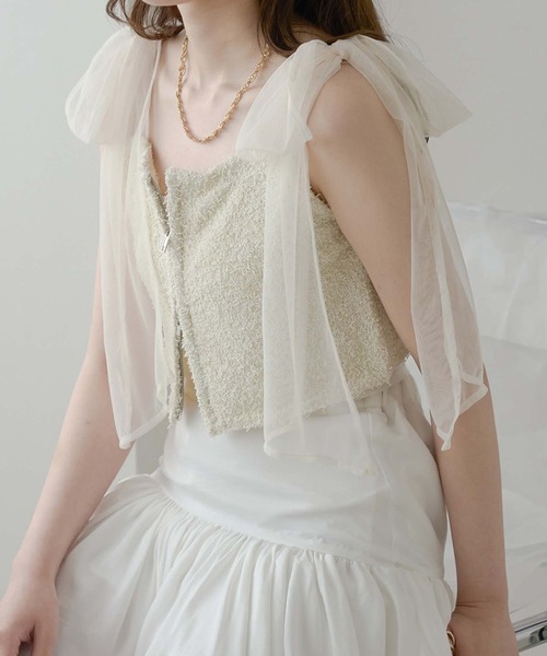 セール】2way double zip glitter tulle bustier / 2wayWジップ