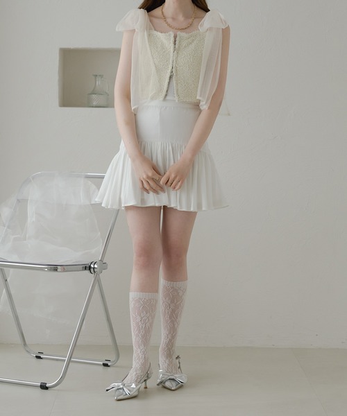 Ambre Neige(アンブルネージュ)の「2way double zip glitter tulle bustier / 2wayWジップラメチュールビスチェ(キャミソール・レディース・チャコールグレー/ライトグレー/アイボリー・FREE)」の21枚目の写真