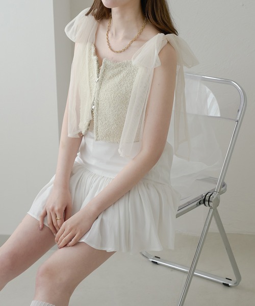 Ambre Neige(アンブルネージュ)の「2way double zip glitter tulle bustier / 2wayWジップラメチュールビスチェ(キャミソール・レディース・チャコールグレー/ライトグレー/アイボリー・FREE)」の20枚目の写真
