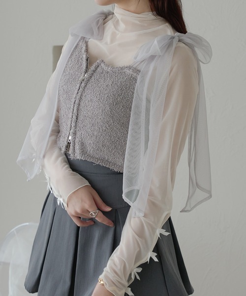 Ambre Neige(アンブルネージュ)の「2way double zip glitter tulle bustier / 2wayWジップラメチュールビスチェ(キャミソール・レディース・チャコールグレー/ライトグレー/アイボリー・FREE)」の19枚目の写真