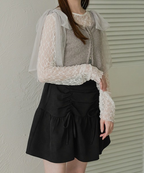 Ambre Neige(アンブルネージュ)の「2way double zip glitter tulle bustier / 2wayWジップラメチュールビスチェ(キャミソール・レディース・チャコールグレー/ライトグレー/アイボリー・FREE)」の14枚目の写真