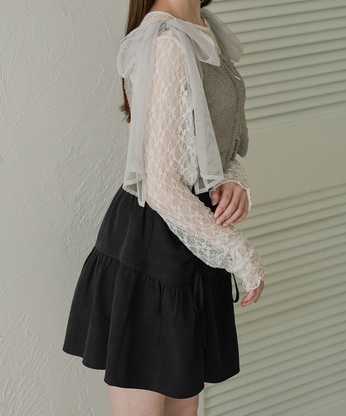 Ambre Neige(アンブルネージュ)の「2way double zip glitter tulle bustier / 2wayWジップラメチュールビスチェ(キャミソール・レディース・チャコールグレー/ライトグレー/アイボリー・FREE)」の15枚目の写真