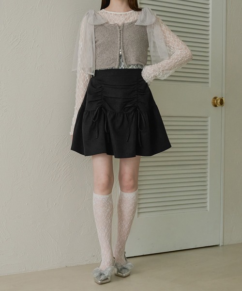 Ambre Neige(アンブルネージュ)の「2way double zip glitter tulle bustier / 2wayWジップラメチュールビスチェ(キャミソール・レディース・チャコールグレー/ライトグレー/アイボリー・FREE)」の17枚目の写真