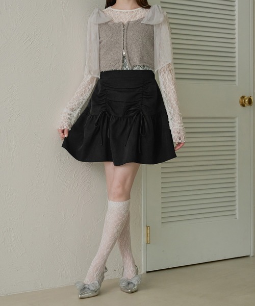 Ambre Neige(アンブルネージュ)の「2way double zip glitter tulle bustier / 2wayWジップラメチュールビスチェ(キャミソール・レディース・チャコールグレー/ライトグレー/アイボリー・FREE)」の18枚目の写真