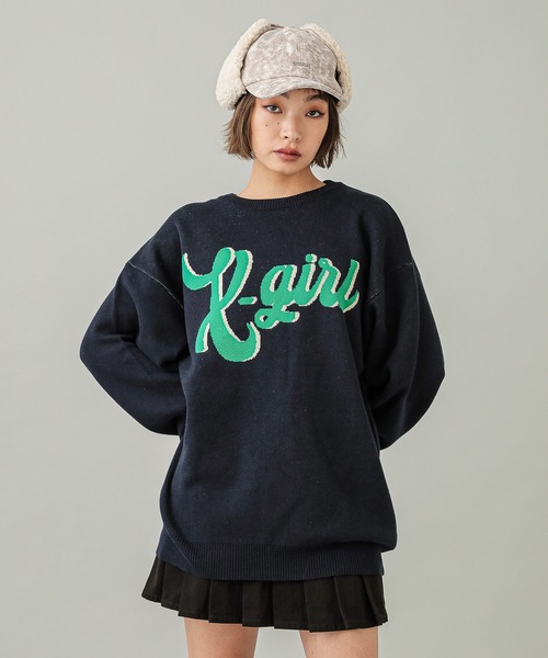 xgirl ニット X-girl エックスガール ニット GOTHIC LOGO JACQUARD KNIT TOP