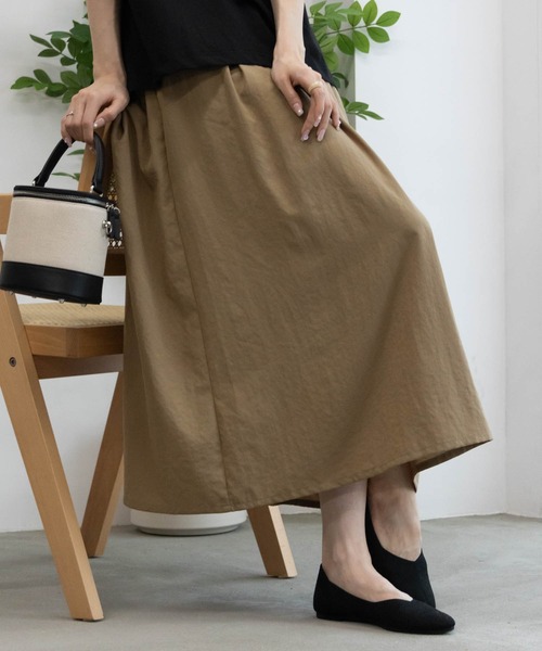 HusHusH（ハッシュアッシュ）の「HusHusH ハッシュアッシュ リラックスマキシスカート（スカート・レディース・ブラック/マジェンタ/キャメル・M/L）」の3枚目の写真