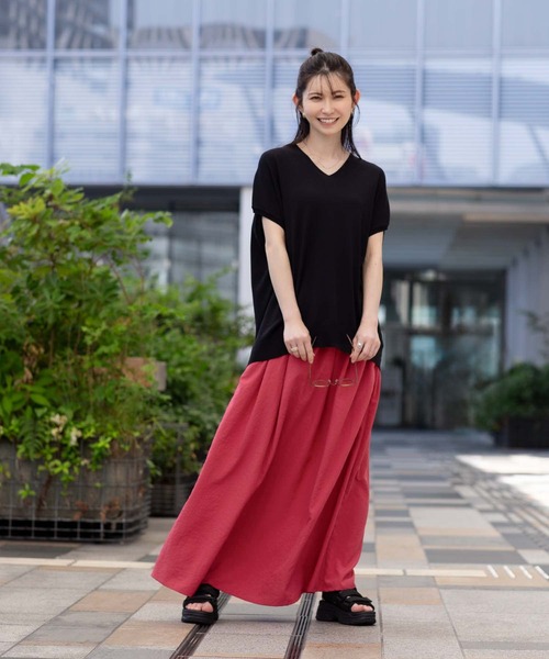 HusHusH（ハッシュアッシュ）の「HusHusH ハッシュアッシュ リラックスマキシスカート（スカート・レディース・ブラック/マジェンタ/キャメル・M/L）」の16枚目の写真