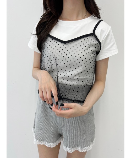 PHILLY(フィリー)の「【PHILLY】シアーキャミSET Tシャツ(Tシャツ/カットソー・レディース・ホワイト/ブラック・FREE)」の2枚目の写真