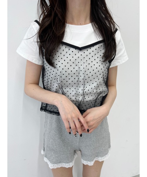 PHILLY(フィリー)の「【PHILLY】シアーキャミSET Tシャツ(Tシャツ/カットソー・レディース・ホワイト/ブラック・FREE)」の13枚目の写真