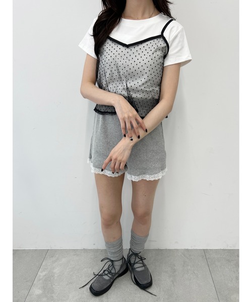 PHILLY(フィリー)の「【PHILLY】シアーキャミSET Tシャツ(Tシャツ/カットソー・レディース・ホワイト/ブラック・FREE)」の14枚目の写真