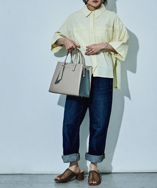 アシメデザイン バイカラー2wayハンドバッグ ショルダーバッグ