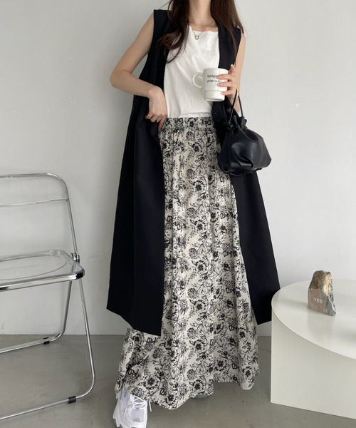 NOZOMI ISHIGURO フラワープリント フレアスカート　13ss セール】【インド綿】フラワープリント フレアスカート（スカート