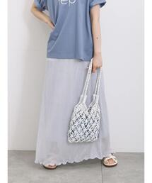 Samansa Mos2 blue | ラメプリーツスカート(スカート)