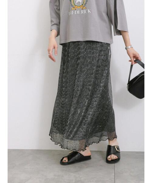 Samansa Mos2 blue（サマンサモスモスブルー）の「ラメプリーツスカート（スカート・レディース・ブラック/シルバー/ゴールド・F）」の9枚目の写真