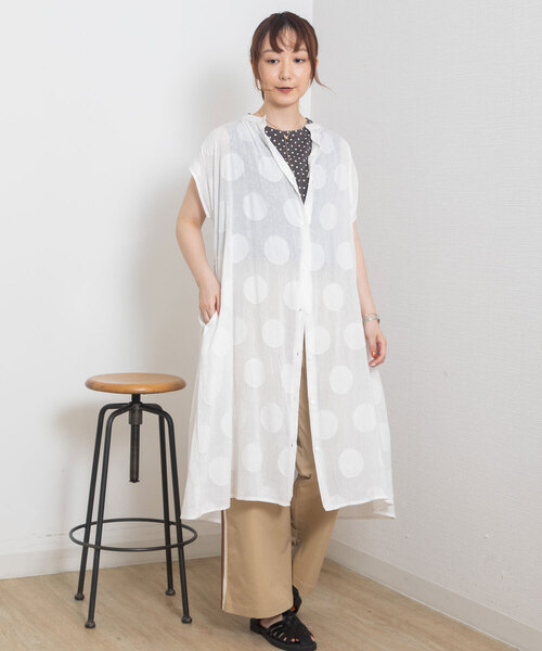 POU DOU DOU（プードゥドゥ）の「＜madeinINDIA＞サークルカットドビーワンピース（ワンピース・レディース・ライトブルー/ブラック/オフホワイト・3）」の5枚目の写真