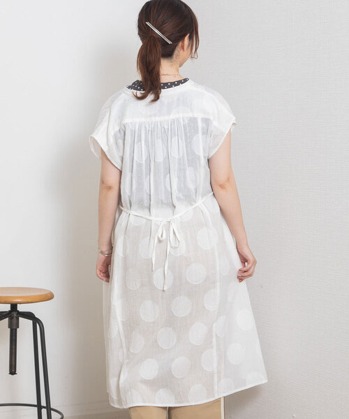 POU DOU DOU（プードゥドゥ）の「＜madeinINDIA＞サークルカットドビーワンピース（ワンピース・レディース・ライトブルー/ブラック/オフホワイト・3）」の9枚目の写真