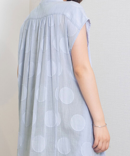 POU DOU DOU（プードゥドゥ）の「＜madeinINDIA＞サークルカットドビーワンピース（ワンピース・レディース・ライトブルー/ブラック/オフホワイト・3）」の15枚目の写真