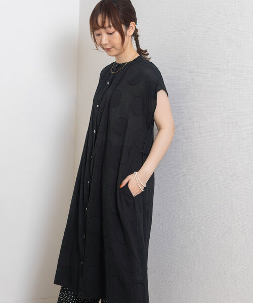 POU DOU DOU（プードゥドゥ）の「＜madeinINDIA＞サークルカットドビーワンピース（ワンピース・レディース・ライトブルー/ブラック/オフホワイト・3）」の20枚目の写真