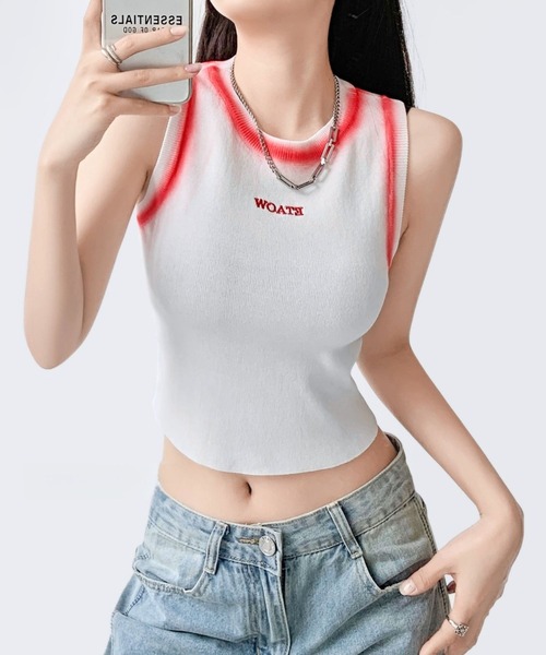 sevens(セブンズ)の「【sevens】スプレーラインタンクトップ(タンクトップ・レディース・ホワイト系その他/ピンク/ブルー/ホワイト×レッド/ブラック・FREE)」の2枚目の写真