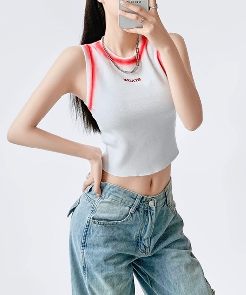 sevens(セブンズ)の「【sevens】スプレーラインタンクトップ(タンクトップ・レディース・ホワイト系その他/ピンク/ブルー/ホワイト×レッド/ブラック・FREE)」の6枚目の写真