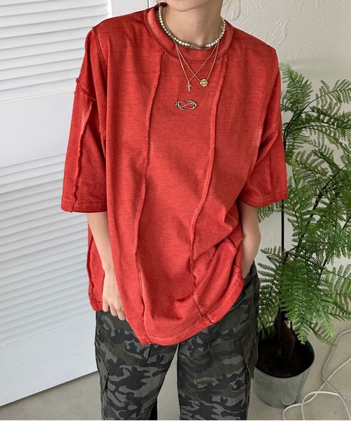 sedacle(セダクル)の「オーバーロック加工TEE(Tシャツ/カットソー・メンズ・ブルー/レッド/ブラック/ベージュ・SMALL/MEDIUM/LARGE)」の4枚目の写真