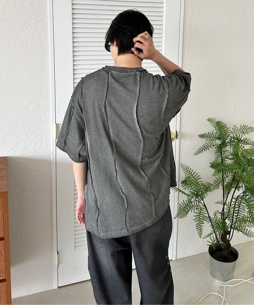 sedacle(セダクル)の「オーバーロック加工TEE(Tシャツ/カットソー・メンズ・ブルー/レッド/ブラック/ベージュ・SMALL/MEDIUM/LARGE)」の21枚目の写真