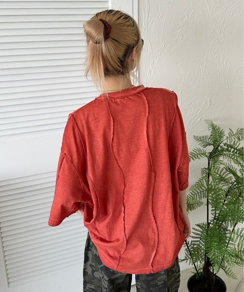 sedacle(セダクル)の「オーバーロック加工TEE(Tシャツ/カットソー・メンズ・ブルー/レッド/ブラック/ベージュ・SMALL/MEDIUM/LARGE)」の10枚目の写真