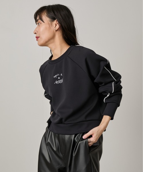 agnes b.（アニエスベー）の「＜WEB限定＞【agnes b.×NERGY】クロップド丈クルーネックプルオーバー（Tシャツ/カットソー・レディース・キナリ/ブラック・FREE）」の9枚目の写真