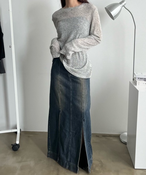 BOTTER ニットトップス セール】 裾ドロストボートネックニット《2025spring catalog