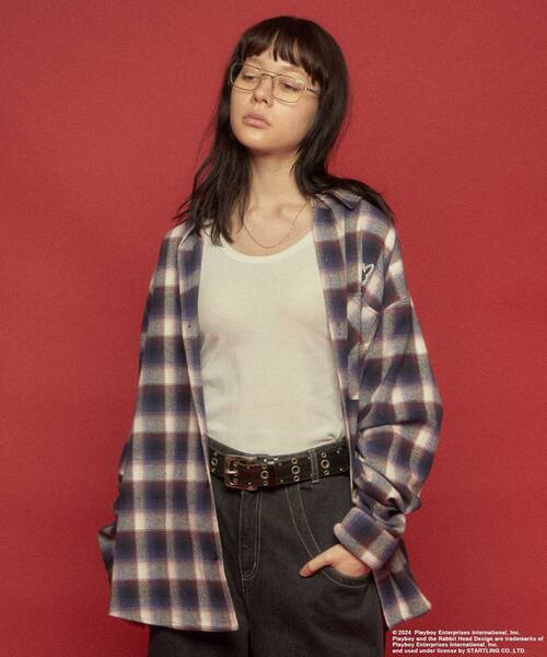 PLAYBOY（プレイボーイ）の「【SEQUENZ（シークエンズ）】PB BUNNY PATCHES OMBRE L/S SHIRT / プレイボーイ 長袖シャツ ビックシルエット チェック（シャツ/ブラウス・メンズ・ブラック/ネイビー・MEDIUM/LARGE/X-LARGE）」の10枚目の写真