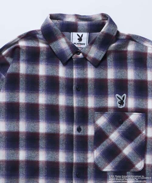 PLAYBOY（プレイボーイ）の「【SEQUENZ（シークエンズ）】PB BUNNY PATCHES OMBRE L/S SHIRT / プレイボーイ 長袖シャツ ビックシルエット チェック（シャツ/ブラウス・メンズ・ブラック/ネイビー・MEDIUM/LARGE/X-LARGE）」の18枚目の写真