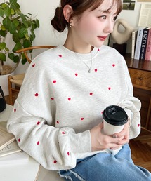 裏起毛ハート刺繍スウェット