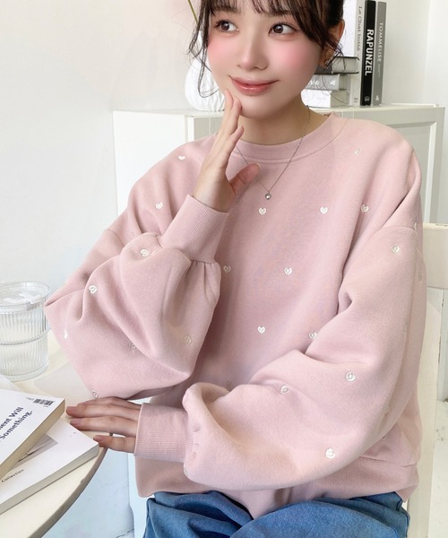 【美品】her lip to/裏起毛スウェット AMERICAN HOLIC トレーナー スウェット 裏起毛ラメスウェット