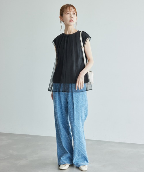 ROPE' PICNIC（ロペピクニック）の「チュールカットトップス（Tシャツ/カットソー・レディース・ライトグレー/ホワイト/ブラック・38）」の4枚目の写真