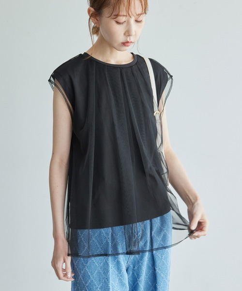 ROPE' PICNIC（ロペピクニック）の「チュールカットトップス（Tシャツ/カットソー・レディース・ライトグレー/ホワイト/ブラック・38）」の6枚目の写真