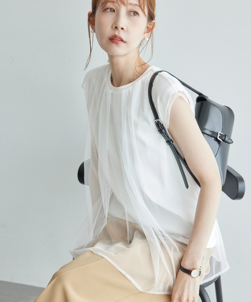 ROPE' PICNIC（ロペピクニック）の「チュールカットトップス（Tシャツ/カットソー・レディース・ライトグレー/ホワイト/ブラック・38）」の20枚目の写真