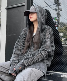 メッシュロゴニットパーカー　クールカレアン メッシュロゴニットパーカー クールカレアン かわいい 長袖 パーカー