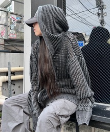 Figments（フィグメンツ）の「ブロックメッシュニットZIP