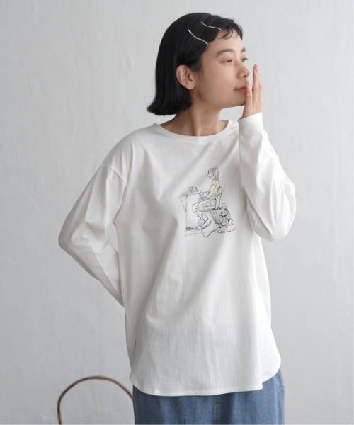 LBC(エルビーシー)の「GirlプリントロンT(Tシャツ/カットソー・レディース・チャコールグレー/コーラル/ベージュ/ホワイト・L/M)」の2枚目の写真