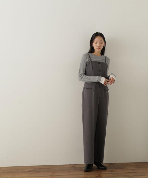 NATURAL BEAUTY BASIC（ナチュラルビューティーベーシック）の「◇【Oggi掲載】オールインワン（つなぎ/オールインワン・レディース・チャコールグレー/キャメル・MEDIUM）」の11枚目の写真