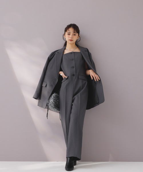 NATURAL BEAUTY BASIC（ナチュラルビューティーベーシック）の「◇【Oggi掲載】オールインワン（つなぎ/オールインワン・レディース・チャコールグレー/キャメル・MEDIUM）」の2枚目の写真