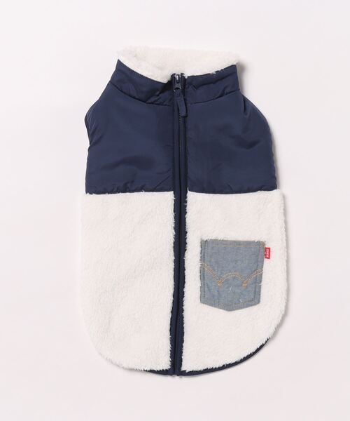 【セール】EDWIN/デニムポケット付切り替えフリースベスト中型犬（ペットウェア）｜EDWIN（エドウィン）