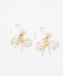 LAKOLE | ワイヤードパールリボンノンホールピアス / 139687(イヤリング)