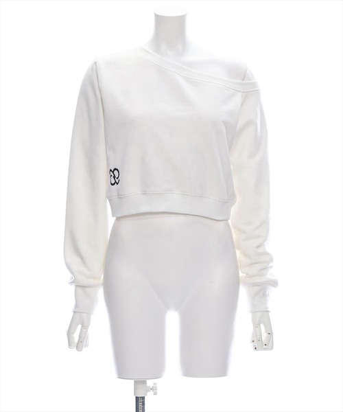 clear（クリア）の「ワンポイント刺繍ワンショルスウェット [大人 カジュアル 着回し力抜群]≪再入荷≫（スウェット・レディース・オフホワイト/ブラック・F）」の3枚目の写真