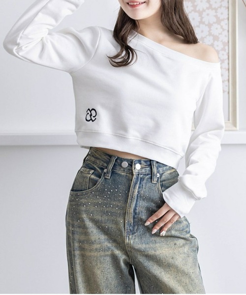 セール】ワンポイント刺繍ワンショルスウェット [大人