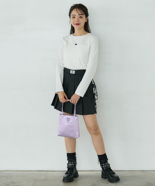 【タグ付】マリークワント プレートロゴ ボストンバッグ 布地 × エナメル タグ付】マリークワント プレートロゴ ボストンバッグ 布地